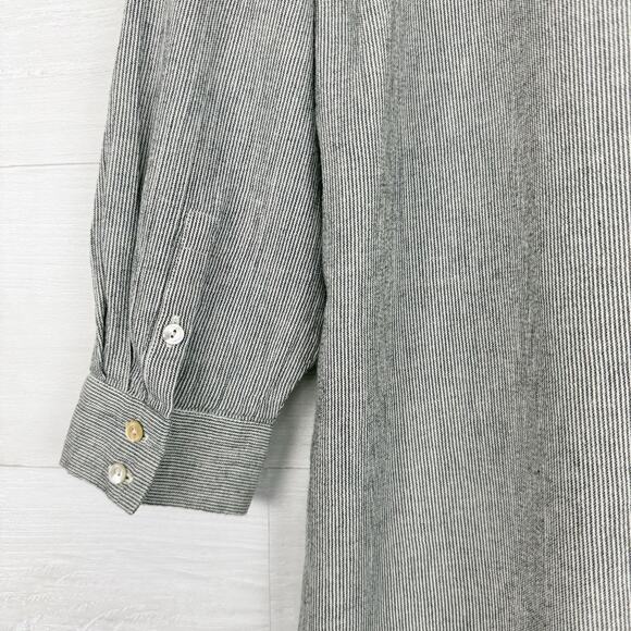 Eileen Fisher Organic Linen Cotton Tunic Shirt XL Gray Stripe Lagenlook Minimal - Picture 8 of 15